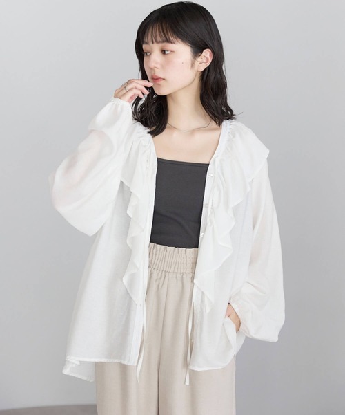 pocket（ポケット）の「フリルブラウス（シャツ/ブラウス・レディース・ブルー系その他/オフホワイト/ブラック・FREE）」の8枚目の写真