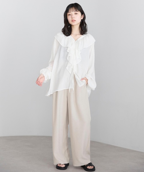 pocket（ポケット）の「フリルブラウス（シャツ/ブラウス・レディース・ブルー系その他/オフホワイト/ブラック・FREE）」の11枚目の写真