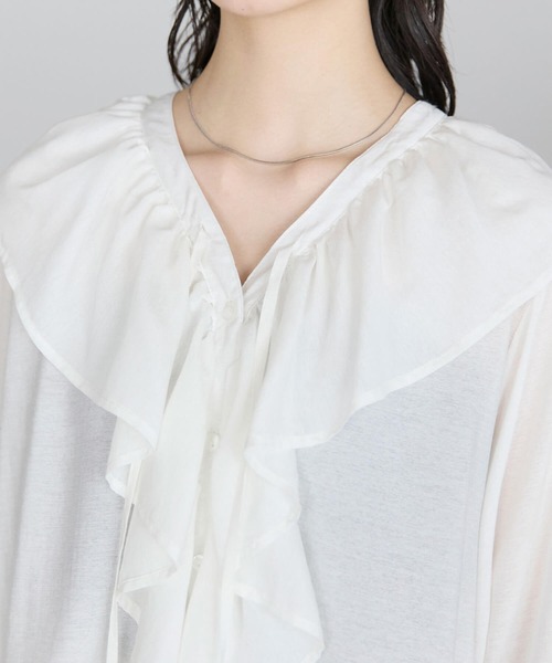 pocket（ポケット）の「フリルブラウス（シャツ/ブラウス・レディース・ブルー系その他/オフホワイト/ブラック・FREE）」の14枚目の写真