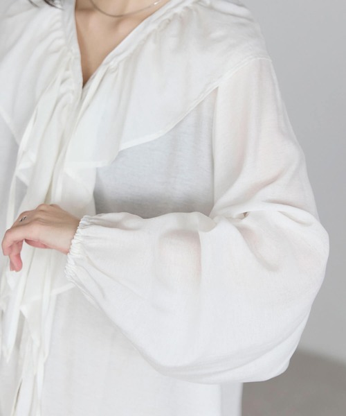 pocket（ポケット）の「フリルブラウス（シャツ/ブラウス・レディース・ブルー系その他/オフホワイト/ブラック・FREE）」の16枚目の写真