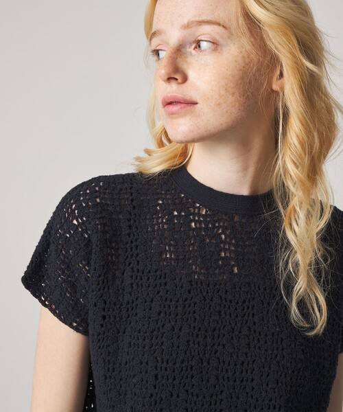 Steven Alan（スティーブンアラン）の「＜Steven Alan＞ハンド ニット ショートスリーブ プルオーバー（ニット/セーター・レディース・オフホワイト/ネイビー・FREE）」の17枚目の写真