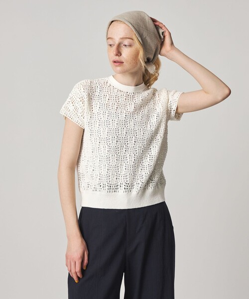 Steven Alan（スティーブンアラン）の「＜Steven Alan＞ハンド ニット ショートスリーブ プルオーバー（ニット/セーター・レディース・オフホワイト/ネイビー・FREE）」の21枚目の写真