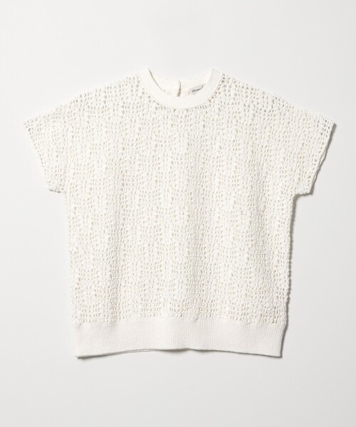 Steven Alan（スティーブンアラン）の「＜Steven Alan＞ハンド ニット ショートスリーブ プルオーバー（ニット/セーター・レディース・オフホワイト/ネイビー・FREE）」の5枚目の写真