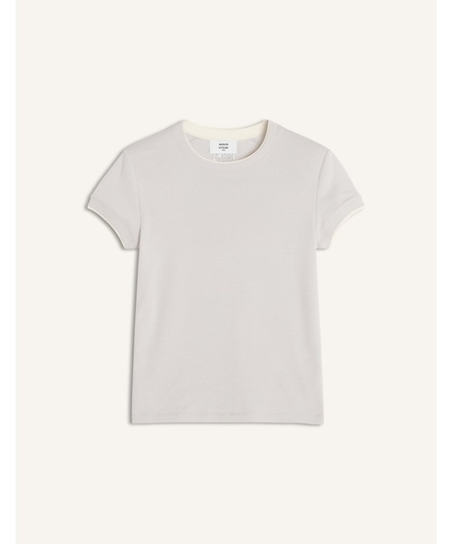 Maison Kitsune(メゾンキツネ)の「CONTRASTED RIB FITTED TEE-SHIRT(Tシャツ/カットソー・レディース・グレイッシュベージュ・M/S/XS)」の7枚目の写真