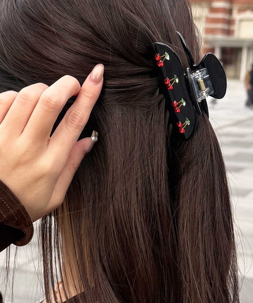 kutirlune／チェリーバンスクリップ（バレッタ/ヘアクリップ）｜kutir