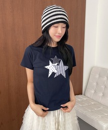 スターアップリケTシャツカットソー