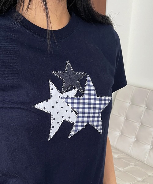 UNE MANSION(ユヌマンション)の「スターアップリケTシャツカットソー(Tシャツ/カットソー・レディース・ホワイト/ネイビー・FREE)」の12枚目の写真