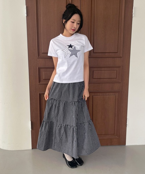 UNE MANSION(ユヌマンション)の「スターアップリケTシャツカットソー(Tシャツ/カットソー・レディース・ホワイト/ネイビー・FREE)」の7枚目の写真