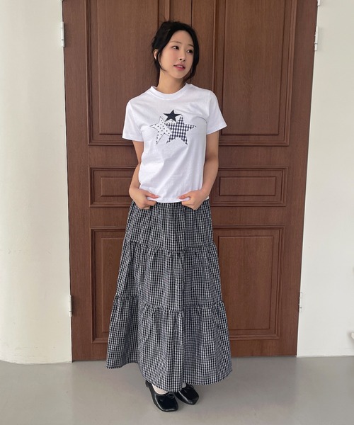 UNE MANSION(ユヌマンション)の「スターアップリケTシャツカットソー(Tシャツ/カットソー・レディース・ホワイト/ネイビー・FREE)」の8枚目の写真