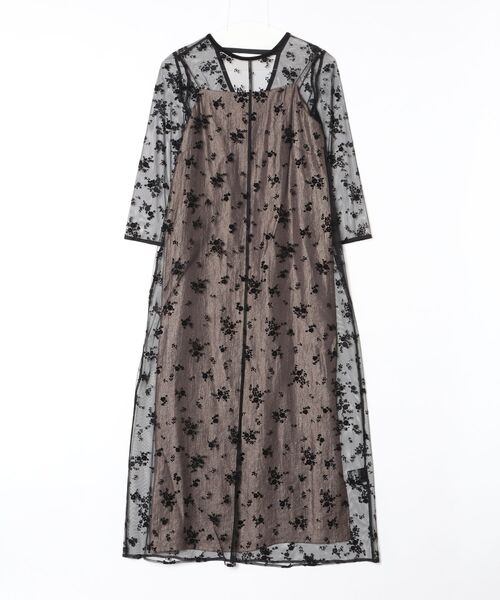 kaene（カエン）の「kaene/フロッキーサテン2wayドレス（ドレス・レディース・ブラック/ネイビー・36）」の2枚目の写真