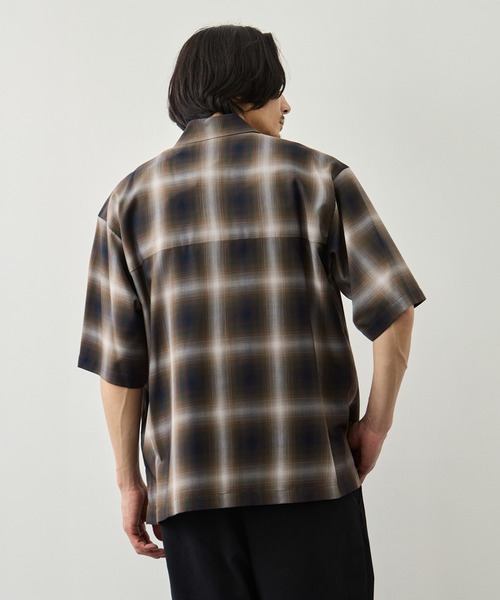CITY TOKYO(シティトウキョウ)の「【CITY TOKYO】ソフトドレープオンブレチェックS/Sシャツ(シャツ/ブラウス・メンズ・ブラック/ライトブルー/ホワイト・1/2)」の7枚目の写真