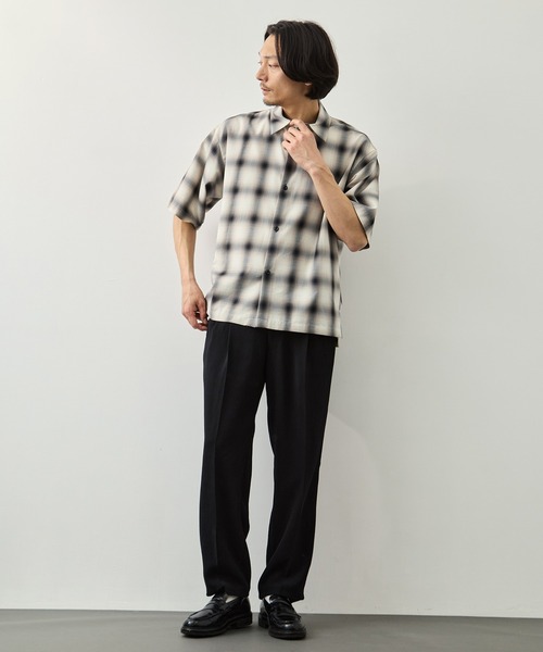 CITY TOKYO(シティトウキョウ)の「【CITY TOKYO】ソフトドレープオンブレチェックS/Sシャツ(シャツ/ブラウス・メンズ・ブラック/ライトブルー/ホワイト・1/2)」の14枚目の写真