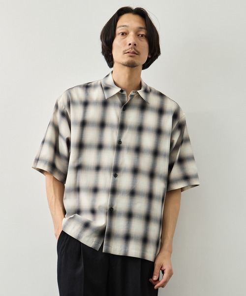 CITY TOKYO(シティトウキョウ)の「【CITY TOKYO】ソフトドレープオンブレチェックS/Sシャツ(シャツ/ブラウス・メンズ・ブラック/ライトブルー/ホワイト・1/2)」の11枚目の写真