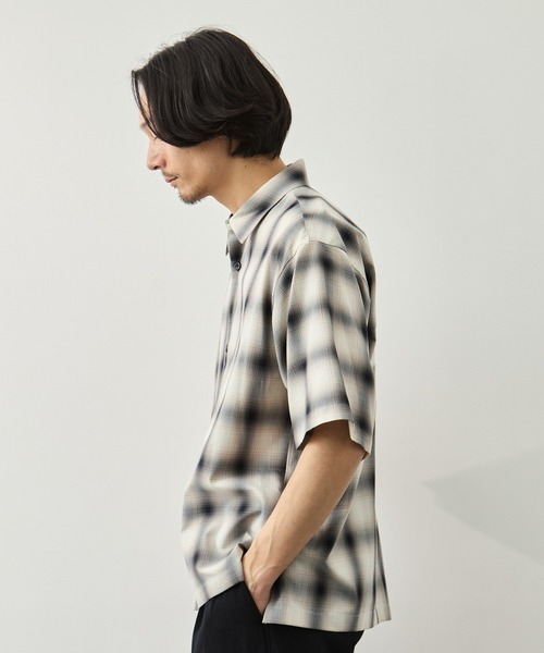 CITY TOKYO(シティトウキョウ)の「【CITY TOKYO】ソフトドレープオンブレチェックS/Sシャツ(シャツ/ブラウス・メンズ・ブラック/ライトブルー/ホワイト・1/2)」の12枚目の写真
