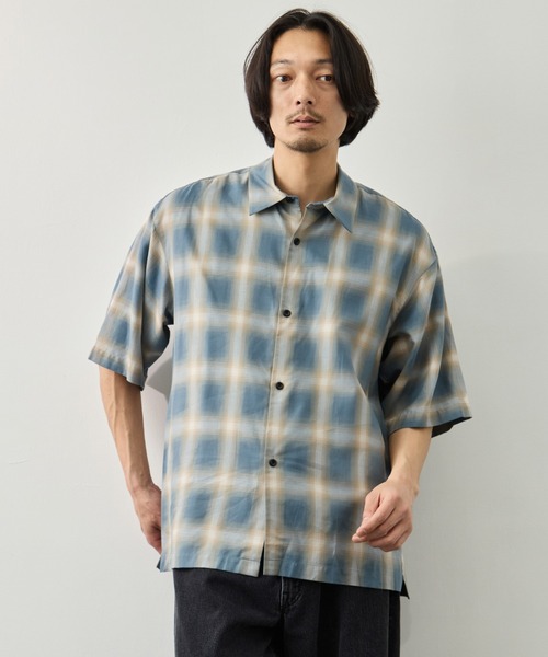 CITY TOKYO(シティトウキョウ)の「【CITY TOKYO】ソフトドレープオンブレチェックS/Sシャツ(シャツ/ブラウス・メンズ・ブラック/ライトブルー/ホワイト・1/2)」の15枚目の写真