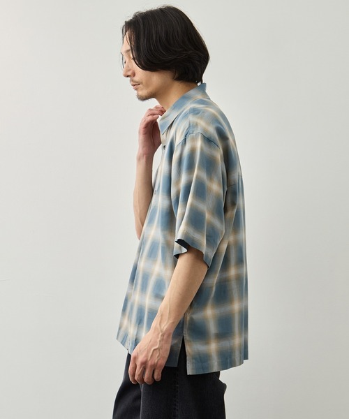 CITY TOKYO(シティトウキョウ)の「【CITY TOKYO】ソフトドレープオンブレチェックS/Sシャツ(シャツ/ブラウス・メンズ・ブラック/ライトブルー/ホワイト・1/2)」の16枚目の写真