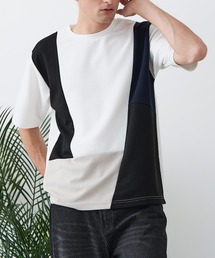 【BLUE STANDARD/ブルースタンダード】ドライリップル 切り替えデザインTシャツ 吸水速乾 ストレッチ イージーケア さらさら快適 カットソー