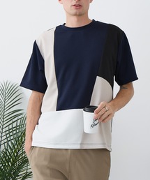 【BLUE STANDARD/ブルースタンダード】ドライリップル 切り替えデザインTシャツ 吸水速乾 ストレッチ イージーケア さらさら快適 カットソー