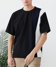 【BLUE STANDARD/ブルースタンダード】ドライリップル 切り替えデザインTシャツ 吸水速乾 ストレッチ イージーケア さらさら快適 カットソー