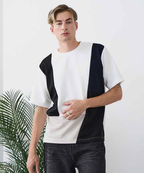Blue Standard (ブルースタンダード)の「【BLUE STANDARD/ブルースタンダード】ドライリップル 切り替えデザインTシャツ 吸水速乾 ストレッチ イージーケア さらさら快適 カットソー(Tシャツ/カットソー・メンズ・ブルー系その他/ホワイト系その他/ブラック系その他2/ブラック系その他/ホワイト系その他2・LARGE/MEDIUM/X-LARGE)」の10枚目の写真