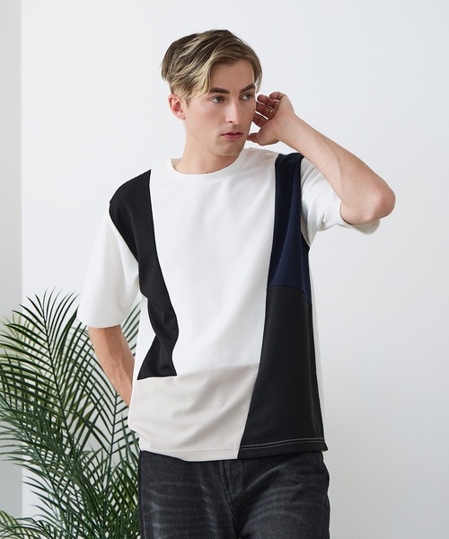 Blue Standard (ブルースタンダード)の「【BLUE STANDARD/ブルースタンダード】ドライリップル 切り替えデザインTシャツ 吸水速乾 ストレッチ イージーケア さらさら快適 カットソー(Tシャツ/カットソー・メンズ・ブルー系その他/ホワイト系その他/ブラック系その他2/ブラック系その他/ホワイト系その他2・LARGE/MEDIUM/X-LARGE)」の12枚目の写真