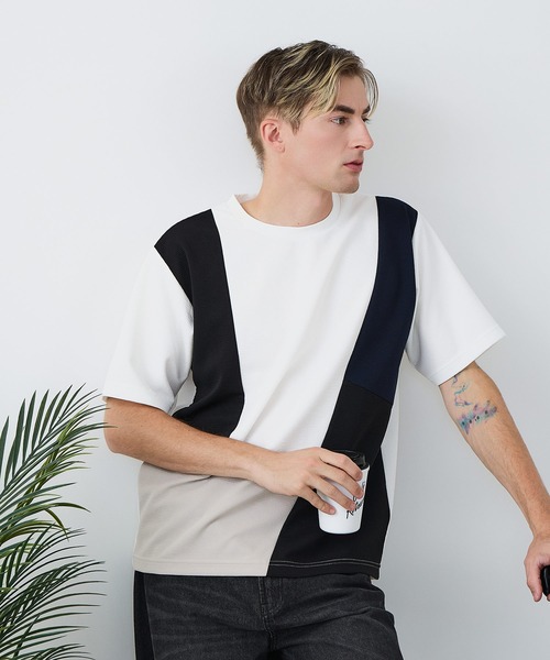 Blue Standard (ブルースタンダード)の「【BLUE STANDARD/ブルースタンダード】ドライリップル 切り替えデザインTシャツ 吸水速乾 ストレッチ イージーケア さらさら快適 カットソー(Tシャツ/カットソー・メンズ・ブルー系その他/ホワイト系その他/ブラック系その他2/ブラック系その他/ホワイト系その他2・LARGE/MEDIUM/X-LARGE)」の13枚目の写真
