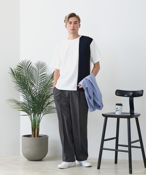 Blue Standard (ブルースタンダード)の「【BLUE STANDARD/ブルースタンダード】ドライリップル 切り替えデザインTシャツ 吸水速乾 ストレッチ イージーケア さらさら快適 カットソー(Tシャツ/カットソー・メンズ・ブルー系その他/ホワイト系その他/ブラック系その他2/ブラック系その他/ホワイト系その他2・LARGE/MEDIUM/X-LARGE)」の15枚目の写真