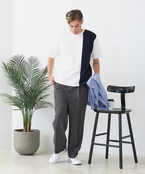 Blue Standard (ブルースタンダード)の「【BLUE STANDARD/ブルースタンダード】ドライリップル 切り替えデザインTシャツ 吸水速乾 ストレッチ イージーケア さらさら快適 カットソー(Tシャツ/カットソー・メンズ・ブルー系その他/ホワイト系その他/ブラック系その他2/ブラック系その他/ホワイト系その他2・LARGE/MEDIUM/X-LARGE)」の16枚目の写真