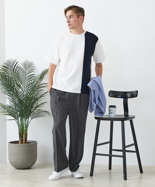 Blue Standard (ブルースタンダード)の「【BLUE STANDARD/ブルースタンダード】ドライリップル 切り替えデザインTシャツ 吸水速乾 ストレッチ イージーケア さらさら快適 カットソー(Tシャツ/カットソー・メンズ・ブルー系その他/ホワイト系その他/ブラック系その他2/ブラック系その他/ホワイト系その他2・LARGE/MEDIUM/X-LARGE)」の18枚目の写真
