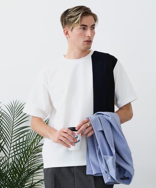 Blue Standard (ブルースタンダード)の「【BLUE STANDARD/ブルースタンダード】ドライリップル 切り替えデザインTシャツ 吸水速乾 ストレッチ イージーケア さらさら快適 カットソー(Tシャツ/カットソー・メンズ・ブルー系その他/ホワイト系その他/ブラック系その他2/ブラック系その他/ホワイト系その他2・LARGE/MEDIUM/X-LARGE)」の19枚目の写真