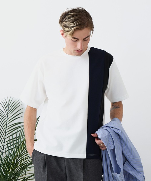Blue Standard (ブルースタンダード)の「【BLUE STANDARD/ブルースタンダード】ドライリップル 切り替えデザインTシャツ 吸水速乾 ストレッチ イージーケア さらさら快適 カットソー(Tシャツ/カットソー・メンズ・ブルー系その他/ホワイト系その他/ブラック系その他2/ブラック系その他/ホワイト系その他2・LARGE/MEDIUM/X-LARGE)」の20枚目の写真