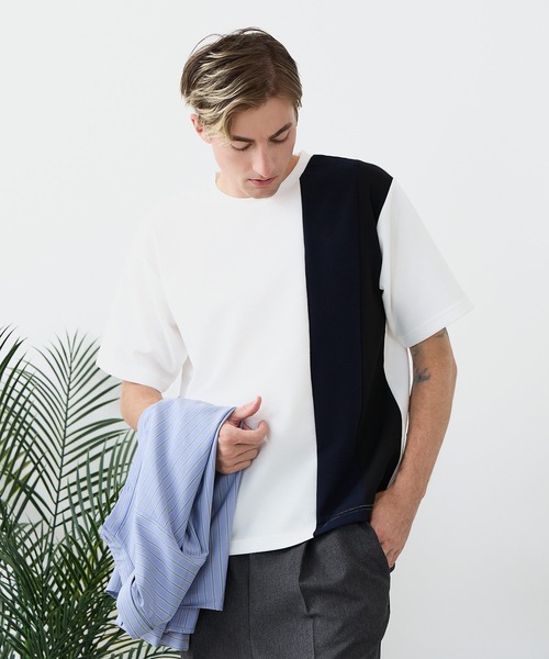 Blue Standard (ブルースタンダード)の「【BLUE STANDARD/ブルースタンダード】ドライリップル 切り替えデザインTシャツ 吸水速乾 ストレッチ イージーケア さらさら快適 カットソー(Tシャツ/カットソー・メンズ・ブルー系その他/ホワイト系その他/ブラック系その他2/ブラック系その他/ホワイト系その他2・LARGE/MEDIUM/X-LARGE)」の21枚目の写真