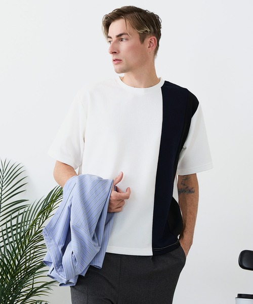 Blue Standard (ブルースタンダード)の「【BLUE STANDARD/ブルースタンダード】ドライリップル 切り替えデザインTシャツ 吸水速乾 ストレッチ イージーケア さらさら快適 カットソー(Tシャツ/カットソー・メンズ・ブルー系その他/ホワイト系その他/ブラック系その他2/ブラック系その他/ホワイト系その他2・LARGE/MEDIUM/X-LARGE)」の22枚目の写真