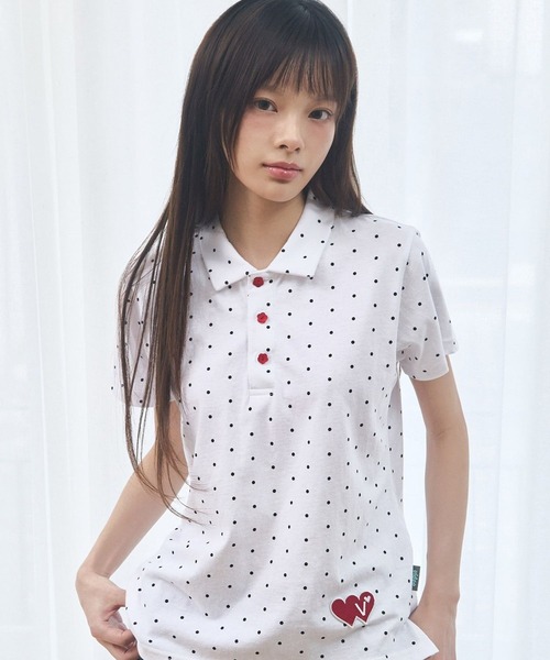 Video Jockey(ビデオジョッキー)の「VIDEO JOCKEY/ドットポロトップス(Tシャツ/カットソー・レディース・ブラック/ホワイト・X-SMALL)」の4枚目の写真