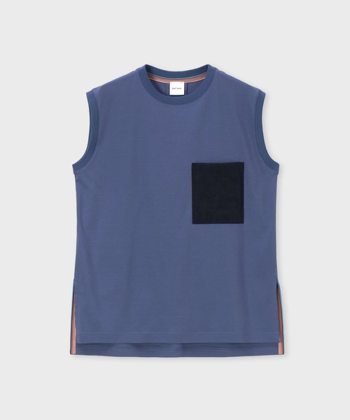 Paul Smith(ポールスミス)の「ウィメンズ "Signature Stripe" ノースリーブ カットソー / 165154 J275(Tシャツ/カットソー・レディース・ホワイト/ブラック/ブルー・MEDIUM)」の3枚目の写真