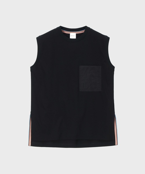 Paul Smith(ポールスミス)の「ウィメンズ "Signature Stripe" ノースリーブ カットソー / 165154 J275(Tシャツ/カットソー・レディース・ホワイト/ブラック/ブルー・MEDIUM)」の2枚目の写真