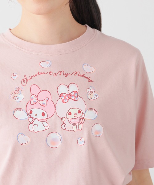 Honeys(ハニーズ)の「モンチッチ×サンリオキャラクターズ/Tシャツ(Tシャツ/カットソー・レディース・ピンク/ブラック/オートミール/ホワイト・3L/L/LL/M/S/SS)」の4枚目の写真
