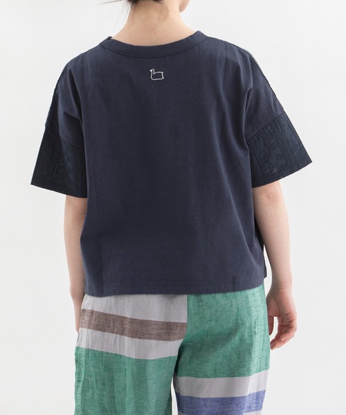 nop de nod（ノップドゥノッド）の「エンブロイダリーTシャツ（Tシャツ/カットソー・レディース・オフホワイト/ブラウン/ネイビー・3）」の17枚目の写真