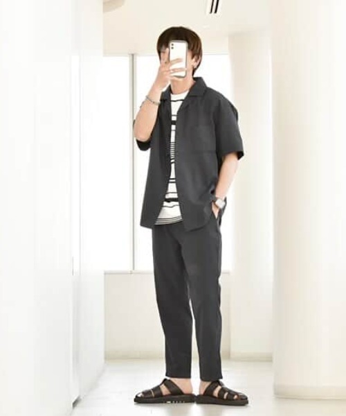 ikka（イッカ）の「【MonoMax × 小泉孝太郎】Reflax(R)冷感UVオープンカラーシャツ「小泉孝太郎さん着用モデル」（シャツ/ブラウス・メンズ・ブラウン系その他/ネイビー/チャコール/ターコイズブルー/グリーン/ライトグレー・M/S/XL/L）」の7枚目の写真