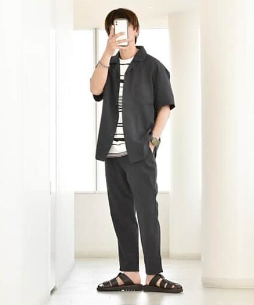 ikka（イッカ）の「【MonoMax × 小泉孝太郎】Reflax(R)冷感UVオープンカラーシャツ「小泉孝太郎さん着用モデル」（シャツ/ブラウス・メンズ・ブラウン系その他/ネイビー/チャコール/ターコイズブルー/グリーン/ライトグレー・M/S/XL/L）」の9枚目の写真