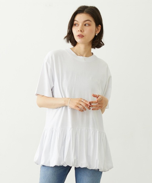 MILKFED.(ミルクフェド)の「BALLOON TUNIC(Tシャツ/カットソー・レディース・ベージュ/ブラック/ホワイト・ONE SIZE)」の2枚目の写真