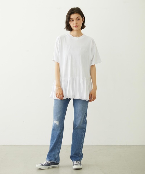 MILKFED.(ミルクフェド)の「BALLOON TUNIC(Tシャツ/カットソー・レディース・ベージュ/ブラック/ホワイト・ONE SIZE)」の19枚目の写真