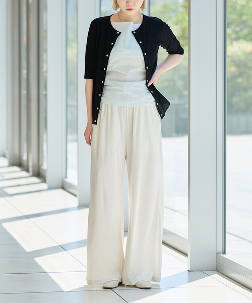 IENA LA BOUCLE(イエナラブークル)の「IENA LA BOUCLE コットンリブスナップハーフスリーブカーディガン(Tシャツ/カットソー・レディース・ブラウン/ブラック・FREE)」の7枚目の写真