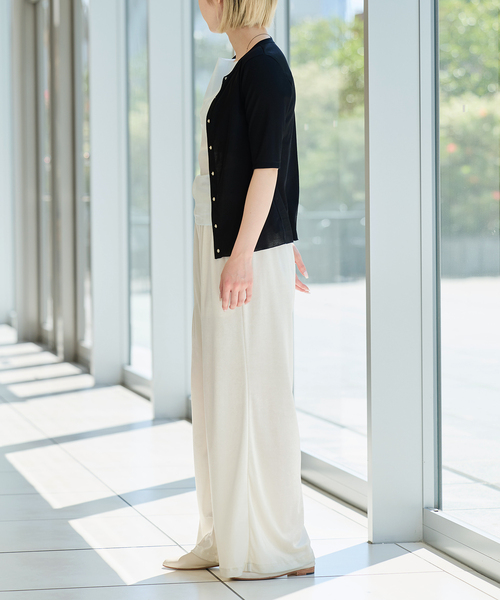 IENA LA BOUCLE(イエナラブークル)の「IENA LA BOUCLE コットンリブスナップハーフスリーブカーディガン(Tシャツ/カットソー・レディース・ブラウン/ブラック・FREE)」の8枚目の写真
