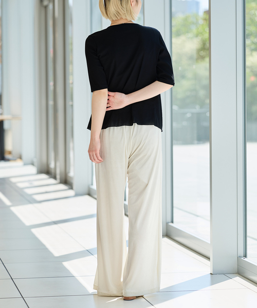 IENA LA BOUCLE(イエナラブークル)の「IENA LA BOUCLE コットンリブスナップハーフスリーブカーディガン(Tシャツ/カットソー・レディース・ブラウン/ブラック・FREE)」の9枚目の写真