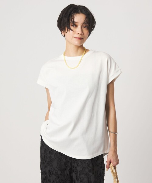 green label relaxing（グリーンレーベルリラクシング）の「バックスリット   プルオーバー カットソー 制菌（Tシャツ/カットソー・レディース・ダークグレー/オフホワイト/ブラウン/ライム・FREE）」の2枚目の写真