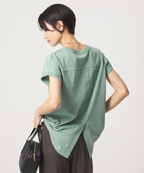 green label relaxing（グリーンレーベルリラクシング）の「バックスリット   プルオーバー カットソー 制菌（Tシャツ/カットソー・レディース・ダークグレー/オフホワイト/ブラウン/ライム・FREE）」の5枚目の写真