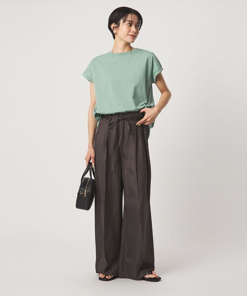 green label relaxing（グリーンレーベルリラクシング）の「バックスリット   プルオーバー カットソー 制菌（Tシャツ/カットソー・レディース・ダークグレー/オフホワイト/ブラウン/ライム・FREE）」の7枚目の写真