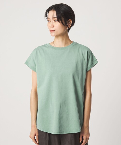 green label relaxing（グリーンレーベルリラクシング）の「バックスリット   プルオーバー カットソー 制菌（Tシャツ/カットソー・レディース・ダークグレー/オフホワイト/ブラウン/ライム・FREE）」の9枚目の写真