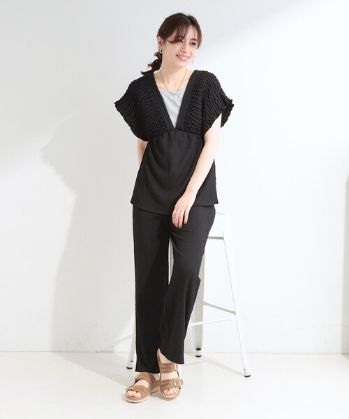 SHOO・LA・RUE(シューラルー)の「【ふわっと軽い】パンチングサンダル(サンダル・レディース・キャメル/ブラック・45/35)」の9枚目の写真